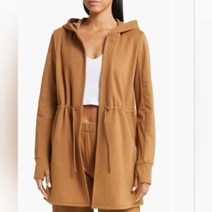 Beyond Yoga On The Go Hooded Open Drawstring Jacket S Minimal Norm Athleisure